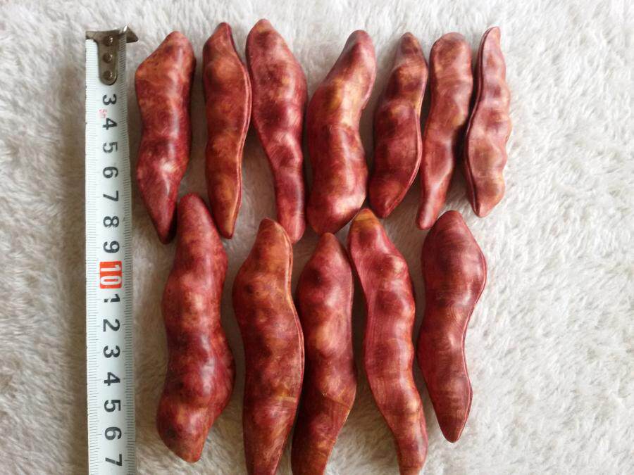 四川藏区血柏木瘤疤纹雕件 扁豆 四季豆 福豆 四季平安 实物拍摄