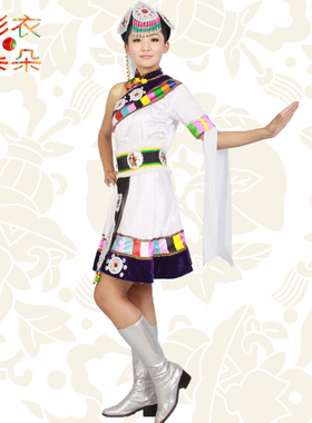 CAIDUO/彩衣朵朵新款藏族舞蹈演出服装短袖民族舞服饰 女装600011