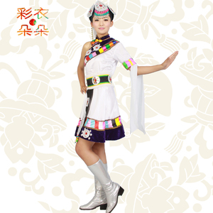 CAIDUO/彩衣朵朵新款藏族舞蹈演出服装短袖民族舞服饰 女装600011
