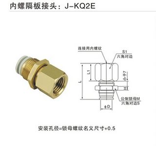 隔板内螺纹快插接头KB2E04-01 KB2E06-02 K2BE08-02 10-02 03 04