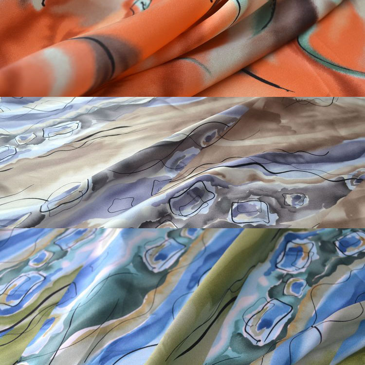 云雾花100%桑蚕丝真丝素绉缎布料