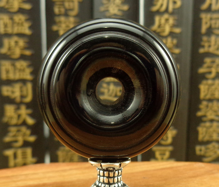 原创孤品西藏黑牦牛角面包圈 切线平安扣 挂件 文玩DIY金刚配饰