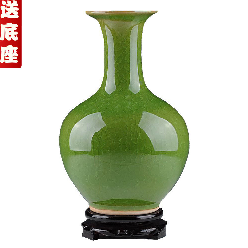 景德镇陶瓷器 高档仿古冰片官窑裂纹釉花瓶 家居客厅摆件工艺瓷瓶