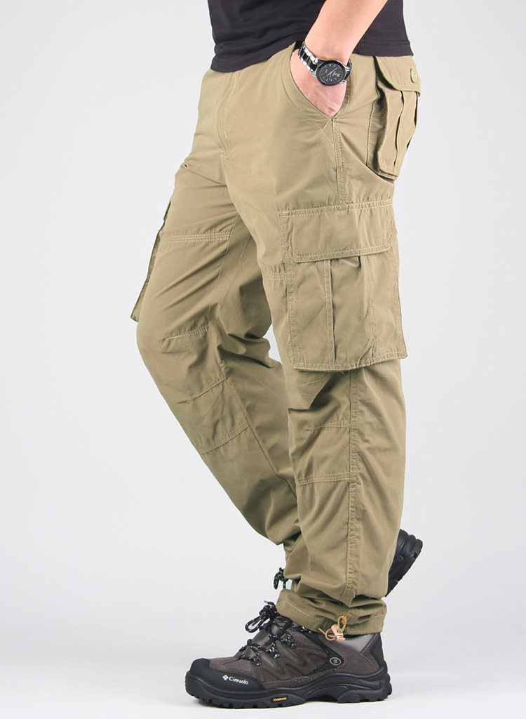 夏季超薄超透气男士运动型休闲裤 宽松多口袋松紧腰工装裤 包邮