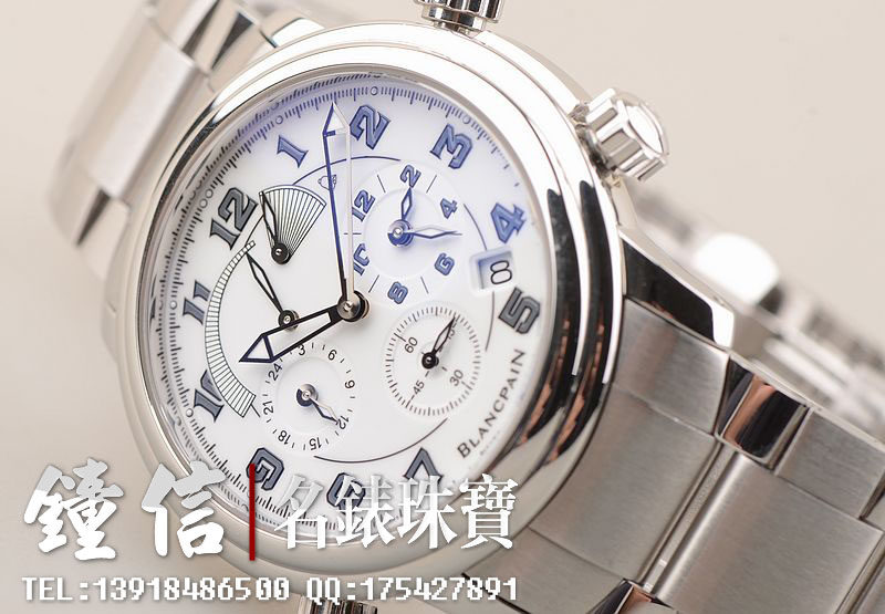 已售出【98新】宝珀GMT两地时闹铃日历显示自动机械男表2041-1127M-71