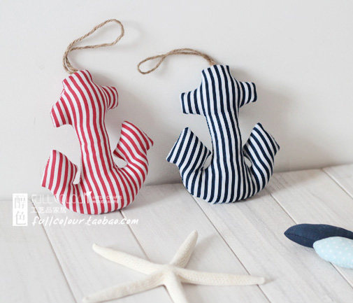 地中海风格海洋家居 船海锚公仔 布艺摆件汽车挂饰软饰工艺品,居家布艺,缝纫DIY材料套装,淘宝优惠券,粉丝福利购,淘宝优惠卷