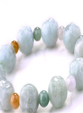 冰种翡翠精雕念珠佛头手链