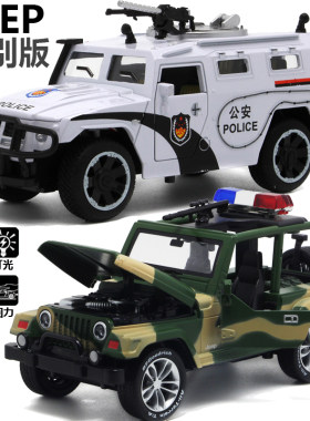 警车巴士仿真回力合金儿童玩具