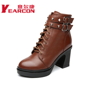 Welcome new leather shoes 2015 winter Europe and heavy boots with side zipper short tube rivet Martin woman