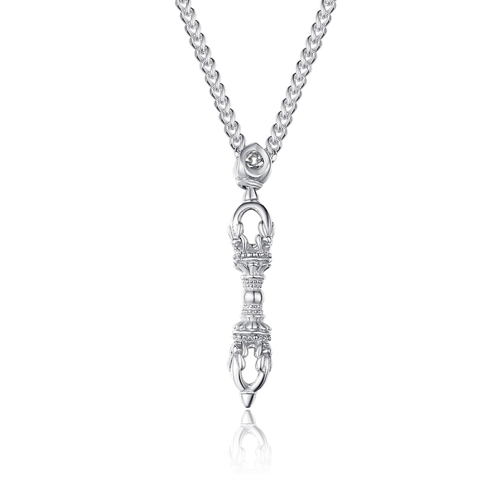 一心通 9 999纯银吊坠 送男友 降魔杵吊坠 伏魔杖 可配项链 转运