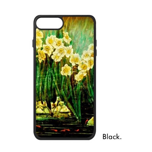 油画黄绿水仙花鱼河适配于apple苹果iPhone78112Pro手机壳XRmaxs
