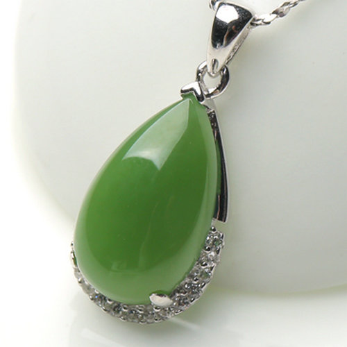 女款925银镶嵌水滴带证书吊坠