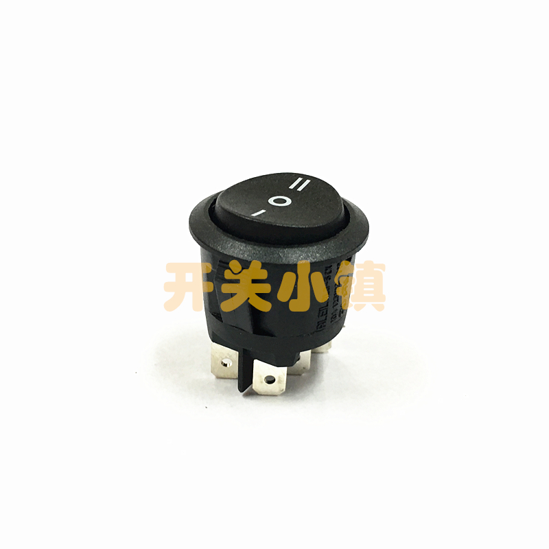 台湾RLEIL船型开关 6脚3档圆形电源开关 RL3-5(X) 20MM 黑色 银点