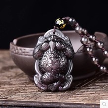 天然冰种黑曜石金蟾三脚钥匙扣吊坠1