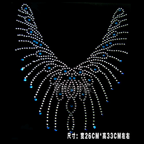 服装辅料羊绒衫贴钻烫钻图案成品大图蝴蝶领口贴水钻烫钻烫图