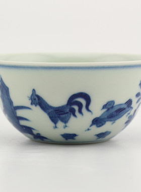 京德茶器 京德 贵和祥 京德珍藏 茶杯 仿明 青花鸡缸杯