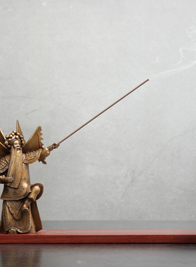 原创纯铜线香插摆件京剧工艺品