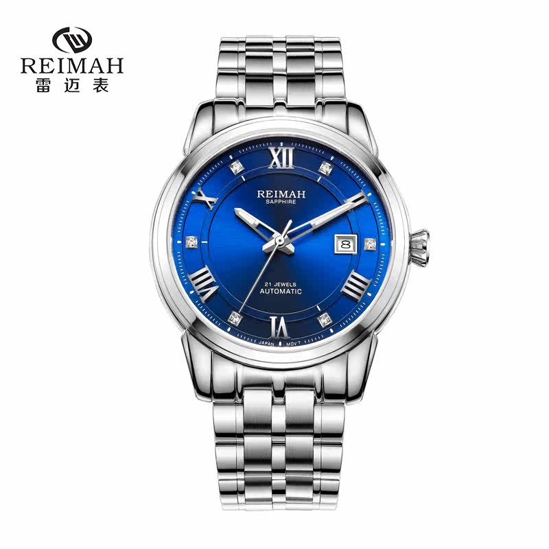 雷迈表手表精钢带手表男全自动机械表男表时尚休闲防水夜光8081m