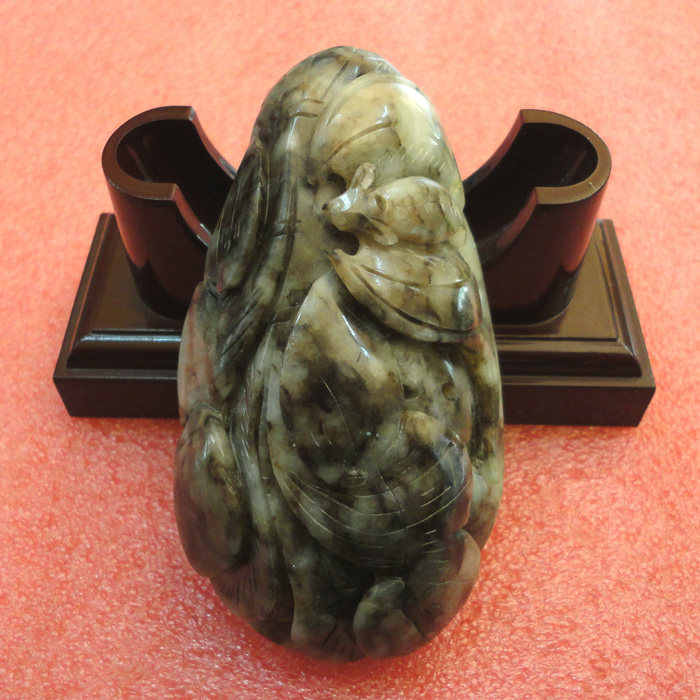 玉如意 南阳独山玉手把玩件蝙蝠精雕南阳独玉手把件福寿如意2