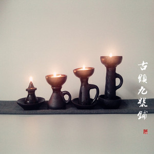 仿古烛台陶瓷酥油灯佛禅茶道油灯宋代青灯老中式复古典烛台煤油灯