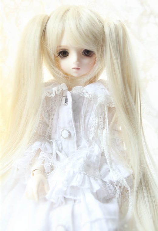 BJD娃娃4分6分金棕色双马尾假发