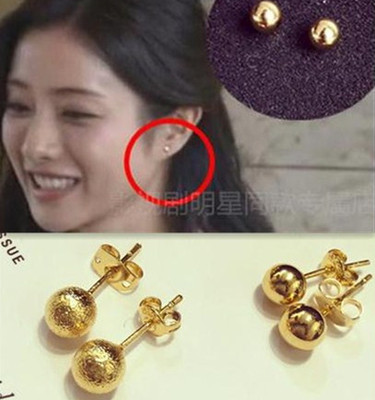 闪耀的她朝5晚9简约珠球耳丁校阅女孩石原里美耳钉光面豆丁耳环