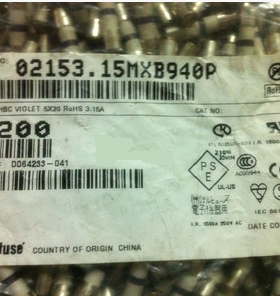 LITTELFUSE力特玻璃保险管 02153.15MXB940P 5X20 3.15A