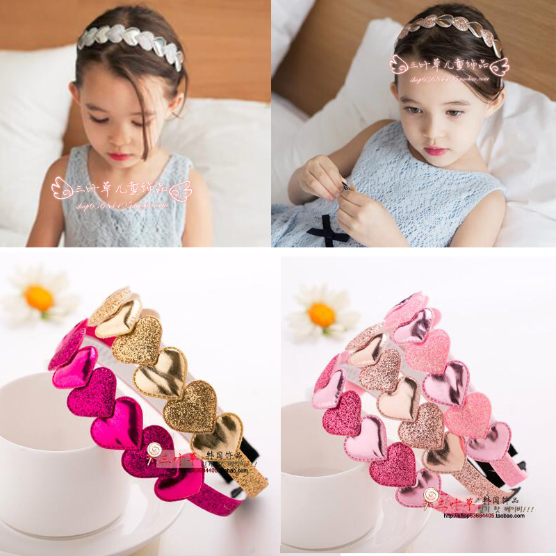 韓國進口高檔飾品兒童金粉愛心公主花環頭箍女孩頭飾發箍兒童配飾在類目 童裝/嬰兒裝/親子裝, 兒童配飾, 髮飾中 - 來自Buy2taobao.com提供專業的淘寶代購服務