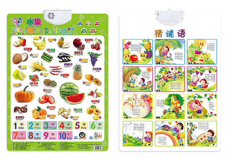 会说话的立体双面水晶有声挂图儿童拼音发声挂图益智有声读物玩具