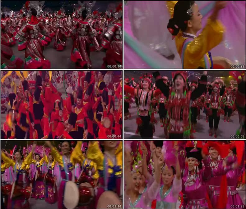 2008北京运动会中国少数民族歌舞大联欢民族团结高清实拍视频素材