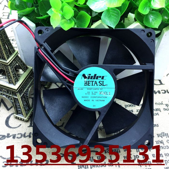 正品 NIDEC D09T-24PH 07 24V 0.10A 9CM 9025 2线 变频 风扇