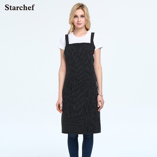 韩版条纹挂脖餐厅防污罩衣围腰