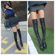 2015 new stiletto boots with stovepipe boots winter boots high heel stretch leather over the knee boots for fall/winter women boots