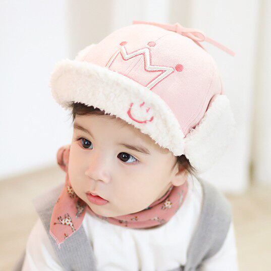 韩国进口婴儿童帽子加绒雷锋帽女宝宝秋冬款防风护耳保暖帽