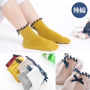 Yêu nếu vớ trẻ em cotton 3-5-7-9 tuổi Cô gái tai mèo cúi đầu trong vớ ống cho bé mùa xuân và vớ mùa thu - Vớ