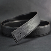 男士 无扣皮带不带头无头打孔皮带条针扣平滑扣真皮牛皮带身腰带H