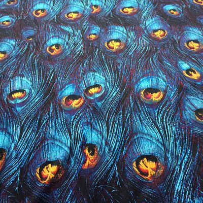 diy日式和风孔雀羽毛印花布料