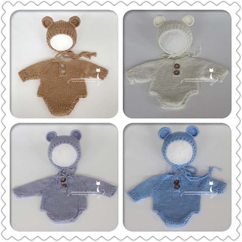 新款欧美风新生儿服装影楼摄影服装百天满月宝宝写真照相针织套装