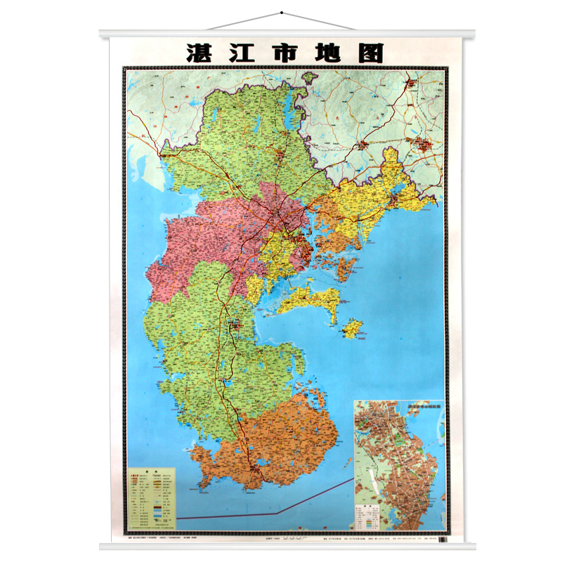 【精装覆膜高清版】全新版湛江市地图挂图 竖版1.1米*1.
