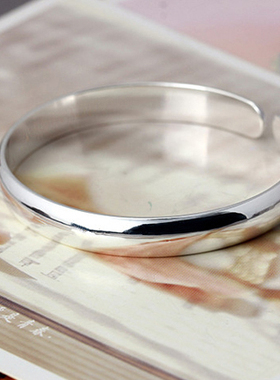 老人款光面开口时尚风纯银手镯