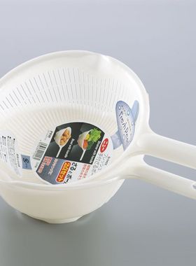 日本进口SANADA塑料洗菜盆水果沥水篮厨房带手柄淘米篮子两件套装