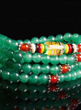 多圈佛珠手串六字真言天然东陵玉