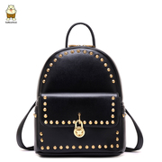 Find stylish new summer backpack schoolbag clean female European fashion rivet backpack surge