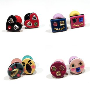 日韩少女小怪兽爱心花朵圆球耳钉 韩国进口 AZNAVOUR