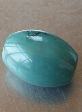 少见 特色 蓝灰色 原矿 绿松石 无优化 高瓷 桶珠 勒子 10*15