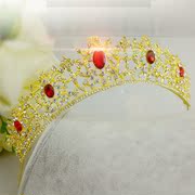 Shi Huanqi H533 bride hair new wedding hair accessory Gold Diamond Ruby wedding jewelry in Europe and Crown