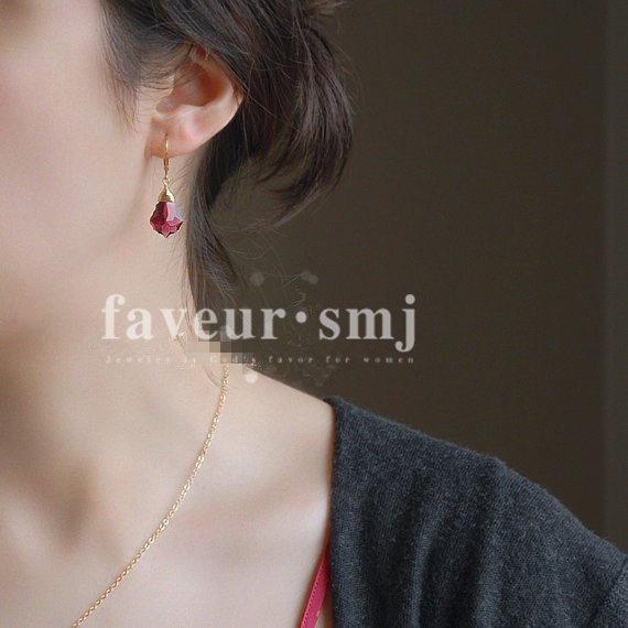 faveur 加拿大设计巴洛克式耳环的宝石红色水晶 婚礼