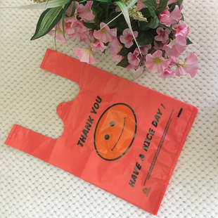 红色笑脸塑料袋  结婚圣诞包装袋背心手提购物袋礼品袋