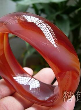 巴西原色通透朱砂纹理玛瑙手镯