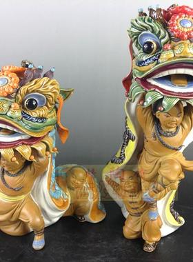 陶瓷喜庆风少年黄飞鸿醒狮工艺品